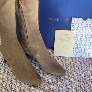 Sarah Flint Alexandra 50 Taupe Knee High Suede Boots Size 41